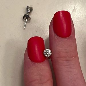 SOLD Classy Sterling Silver Cubic Zirconia Stud Earrings